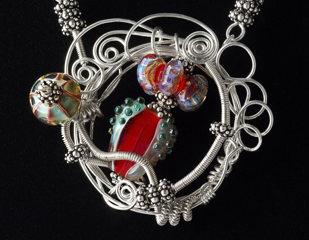 BreastPlate for Ninson lampwork wire art necklace (c) Melanie Schow