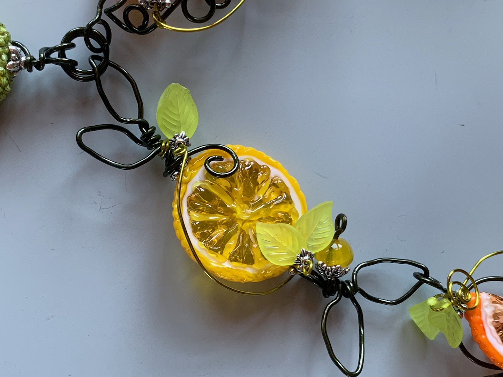 lemon citrus glass bead