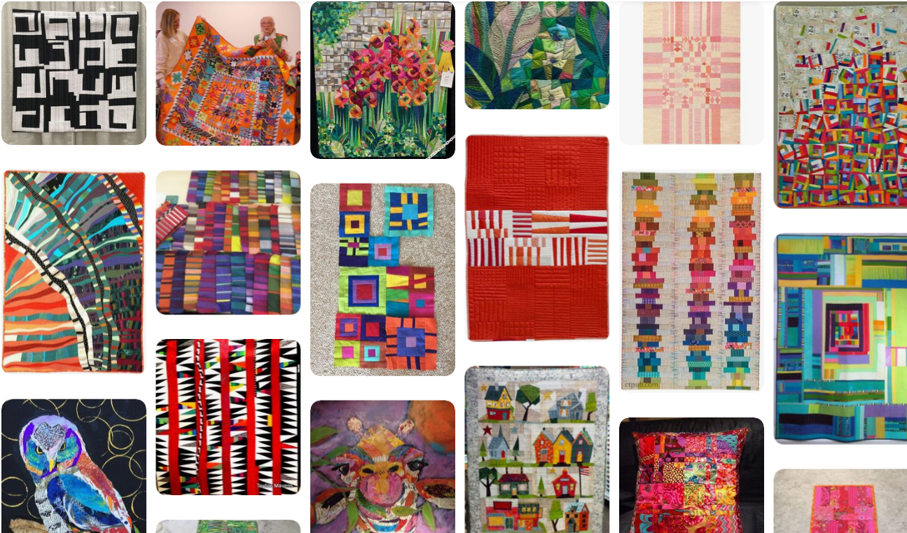 A snapshot of Melanie Schow 's colorful quilt inspiration board on Pinterest