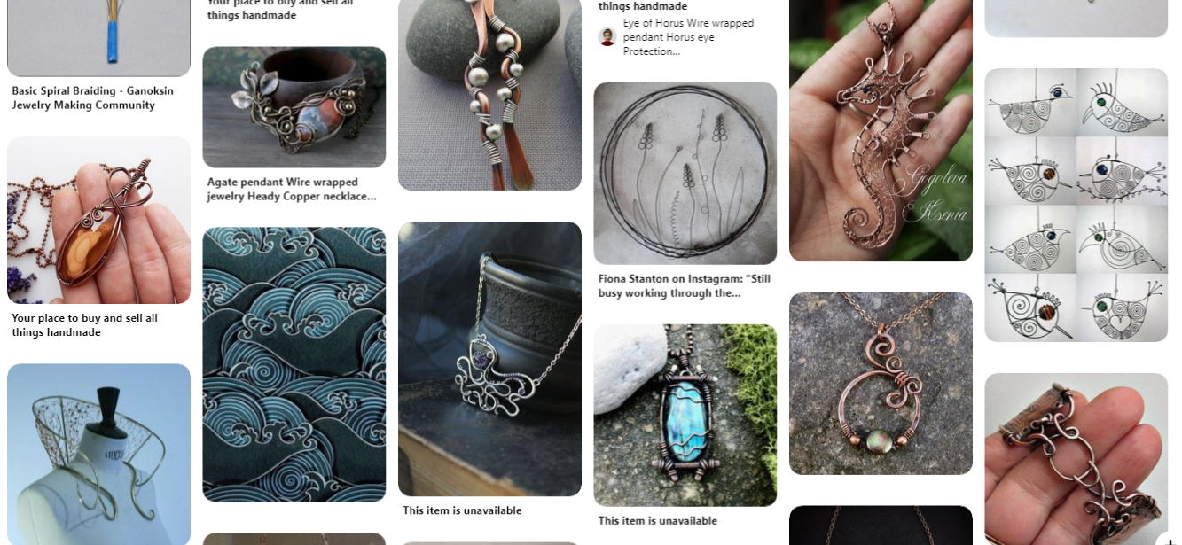 A snapshot of Melanie Schow 's wire art jewelry board on Pinterest